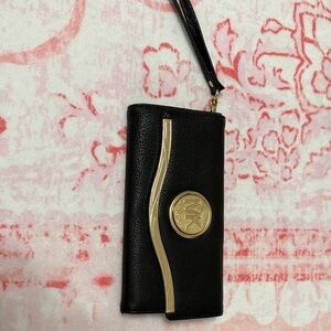 Michael Kors Black and Gold Wristlet
